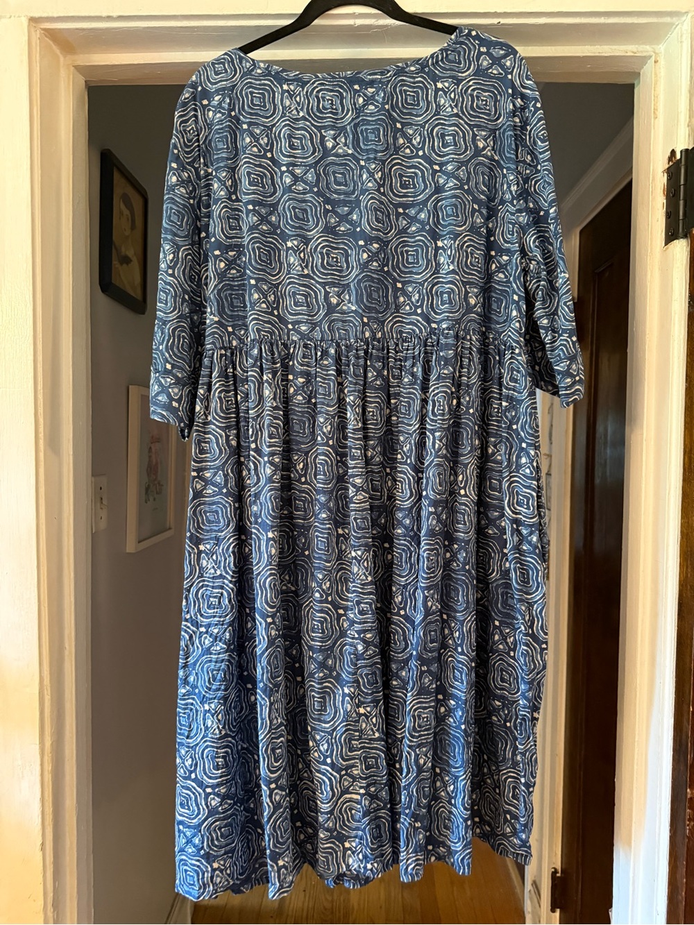 Like new Blue Block-Printed Casual Midi Dress, XL - Picture 2 of 6